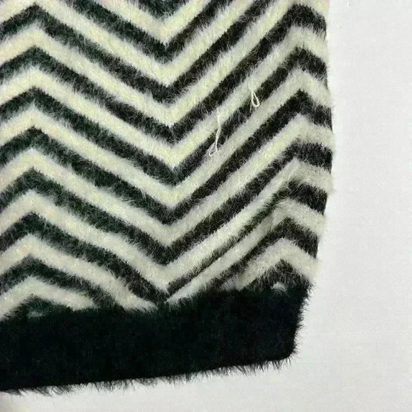 Cyrus Black and White Striped Fuzzy Sweater - Picture 3 of 6